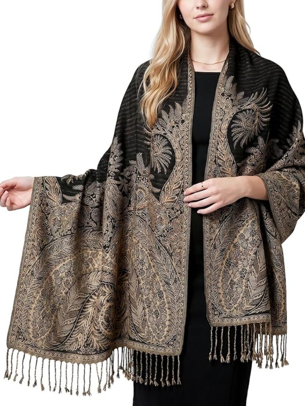 Reversible Paisley Pashmina Rave Scarf – Exotic Indian Shawls and Wraps for Even